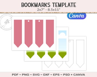 Collage sheet template, 2x7" bookmark craft template printable, cut file journal tiles, card making, canva file, SVG, EPS, PNG (AG43)