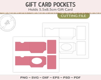 Gift card pocket template, party printable craft template, gift card sleeve, credit card window pocket, commercial use PSD, PNG, SVG (GT17)