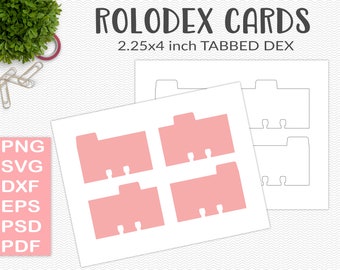 Dex card template, blank tabbed rolodex cards, svg cut file, memory dex card crafts, printable craft digital download SVG, PDF, PNG (PS14)