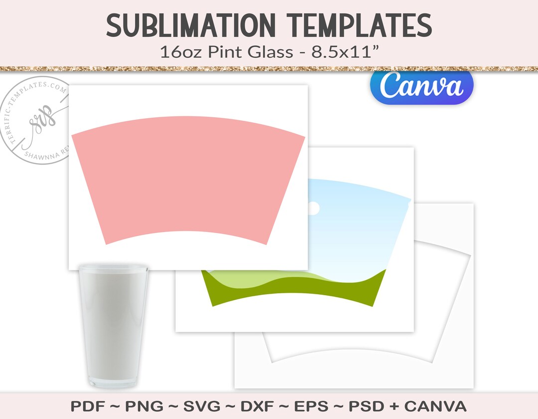 Pint Glass Wrap Template for Sublimation, 16oz Beer Glass, Canva Template, Printable Collage ...