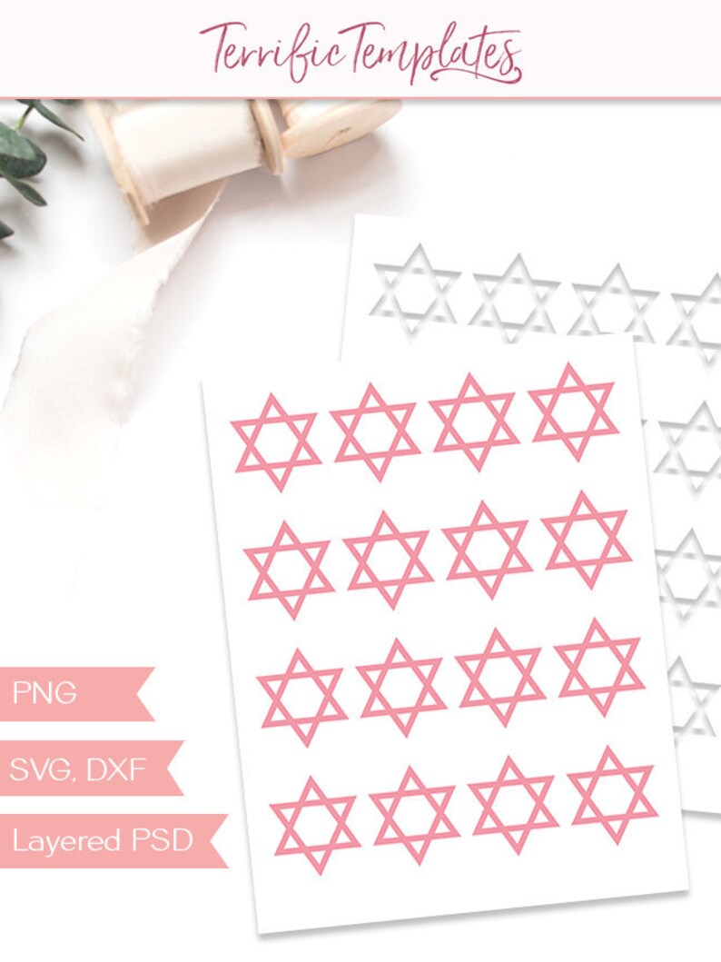 design your own cutting file blank sheet TT83 commercial use SVG PNG Star of David template PSD party printable collage template