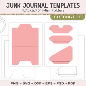 Small folder set, junk journal template, 6.75" folder, SVG cutting file, mini planner insert, printable craft supply, scrapbooking (JL03)
