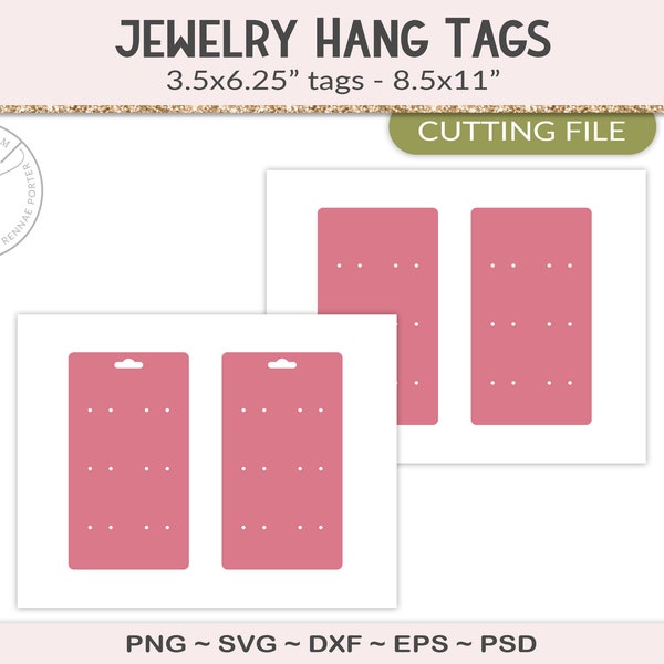 37mm pin back button card template, 3.5x6.3" jewelry hang tag, 6 pack packaging display, svg cutting machine file, PSD, PNG, SVG (JT18ZD)