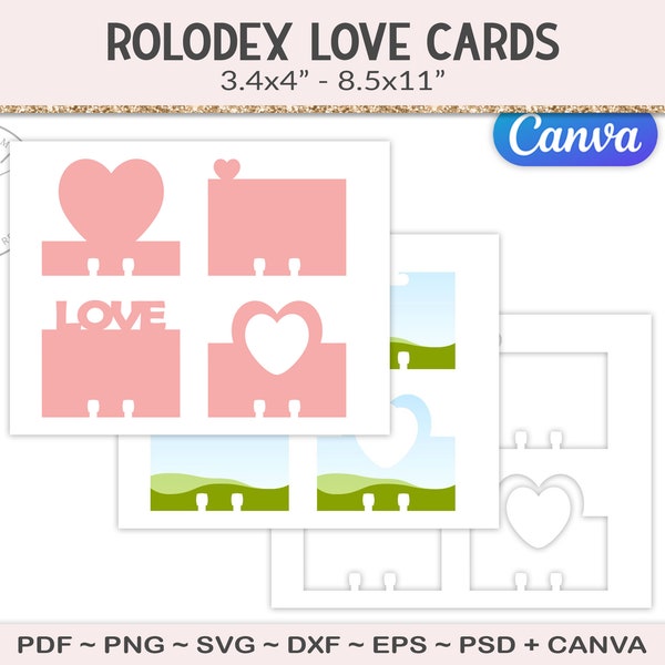 Dex card template, blank rolodex craft cards, svg cut file, memory dex card crafts, printable digital download SVG, PDF, PNG (PS17)