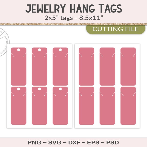 Ketting display sjabloon, 5" sieraden hang tag verpakking, sieraden kaart verpakking, silhouet of cricut gesneden bestand, PSD, PNG, SVG (JT14D)