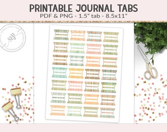 Printable tabs, fold-over tabs, PNG cut file collage sheet, planner journal tab, foldable tab dividers, organizer digital PNG, PDF (PR34)