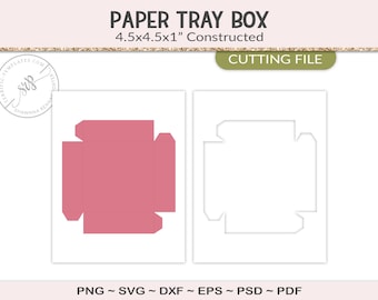 Small paper tray, 4.5 inch squared, serving box, party printable, blank template, design your own for commercial use PSD, PNG, SVG (PY22)