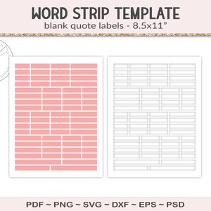 Word Strips Template, Printable Quotes Layout, Svg Cut File Junk ...