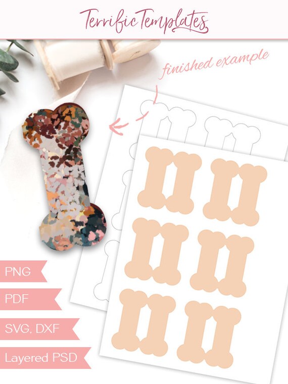 Folded Dog Bone Gift Card Template 3 Inch Folding Gift Tag Etsy