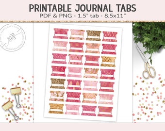 Printable tabs, fold-over tabs, PNG cut file collage sheet, planner journal tab, foldable tab dividers, organizer digital PNG, PDF (PR05)