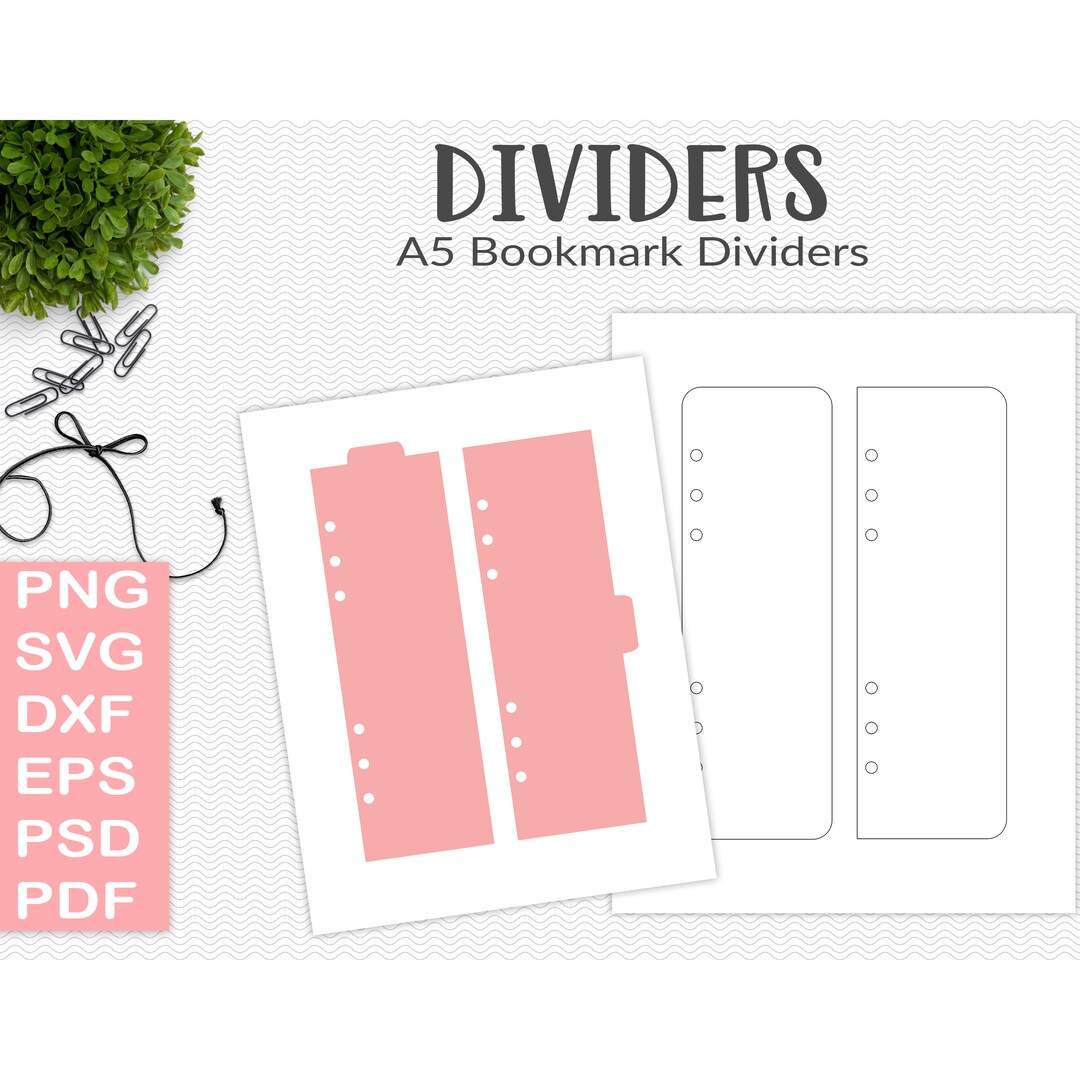 A5 Bookmark Dividers Template 4 Blank Binder Dividers Svg Etsy