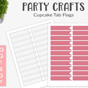Cupcake Flag Template Party Printable Craft Template Mini - Etsy