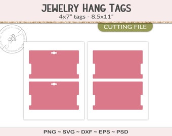 Necklace choker card template, 7x4" jewelry hang tag packaging, design your own with a silhouette or cricut cut file, PSD, PNG, SVG (JT20)
