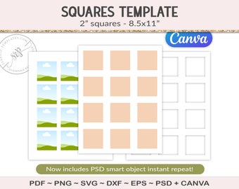 2" square template, 1oz or 2oz spray bottle labels, two inch craft template printable, cut file stickers, magnets, SVG, EPS,PNG (AG15)