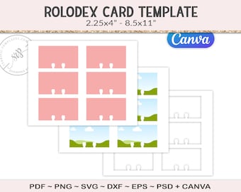 Dex card template, blank rolodex cards, svg cut file, memory dex card crafts, printable craft digital download SVG, PDF, PNG (PS13)