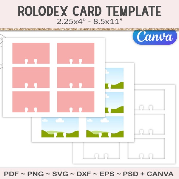 Plantilla de tarjeta Dex, tarjetas rolodex en blanco, archivo de corte svg, artesanías de tarjetas de memoria dex, descarga digital artesanal imprimible SVG, PDF, PNG (PS13)