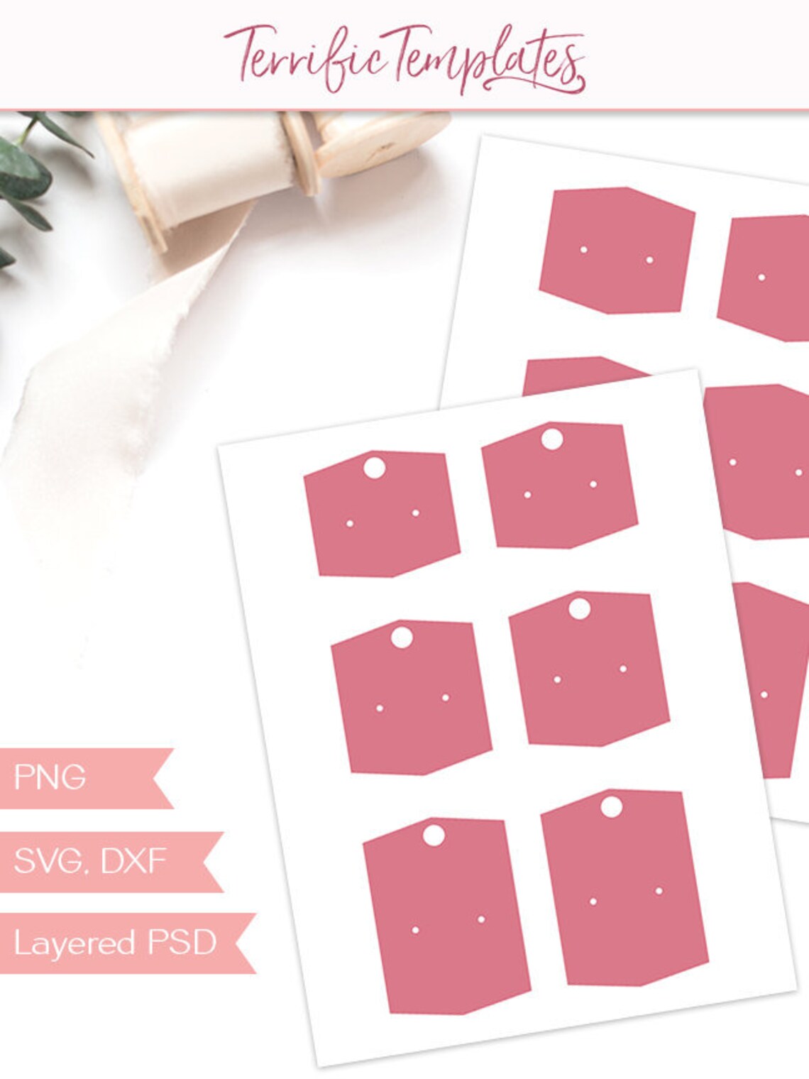 Earring hang tag template jewelry display packaging Etsy