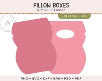 Pillow box template, party printable craft template cutting file, party favor box, candy box, party table decor, PSD, PNG, SVG (PY08)