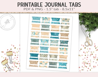 Printable tabs, fold-over tabs, PNG cut file collage sheet, planner journal tab, foldable tab dividers, organizer digital PNG, PDF (PR04)