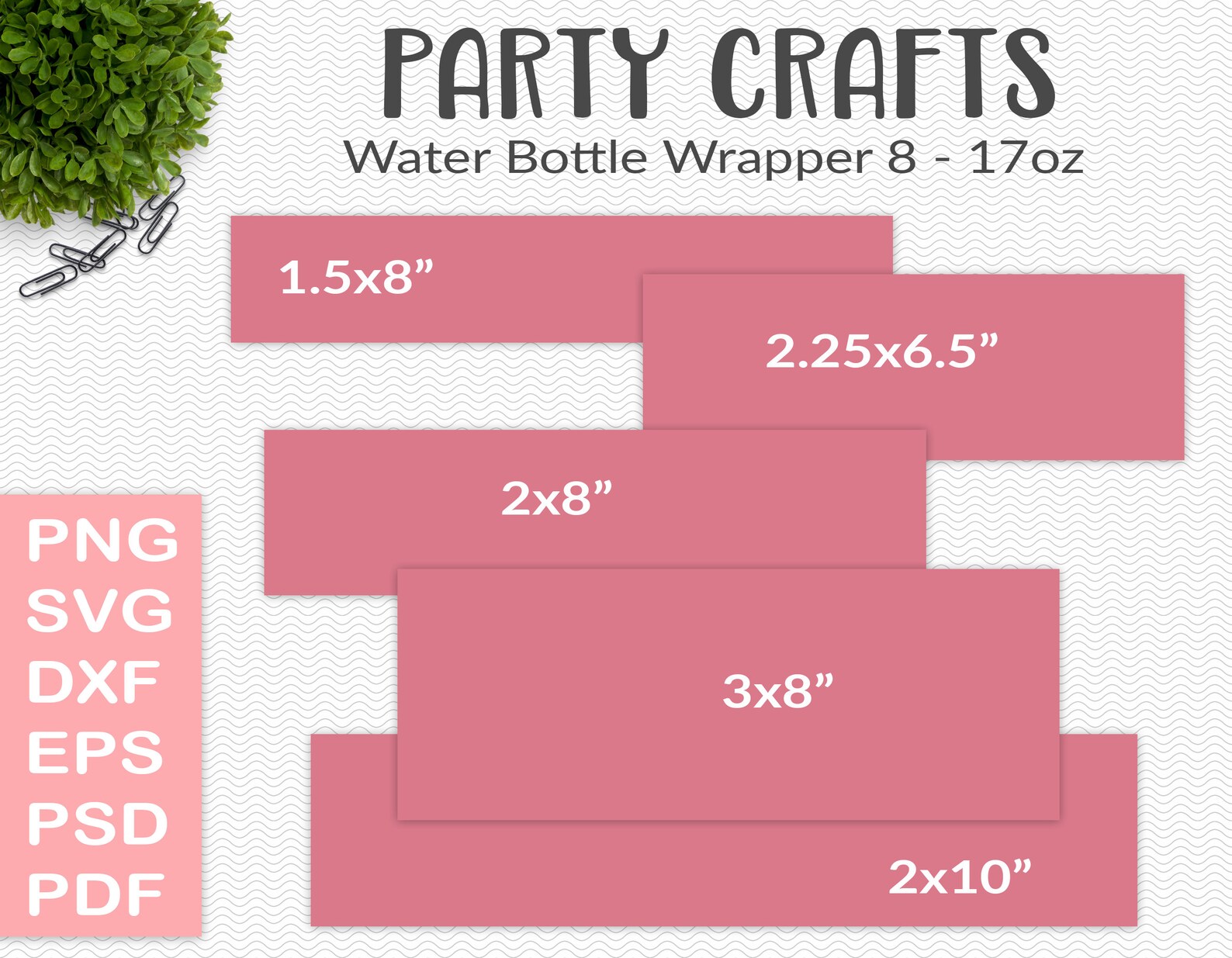 Water Bottle Label Wraps Party Printable Craft Template 5 - Etsy
