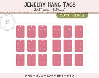 Earring display card template, 2x3" jewelry hang tag packaging, design your own with a silhouette or cricut cut file, PSD, PNG, SVG (JT14C)