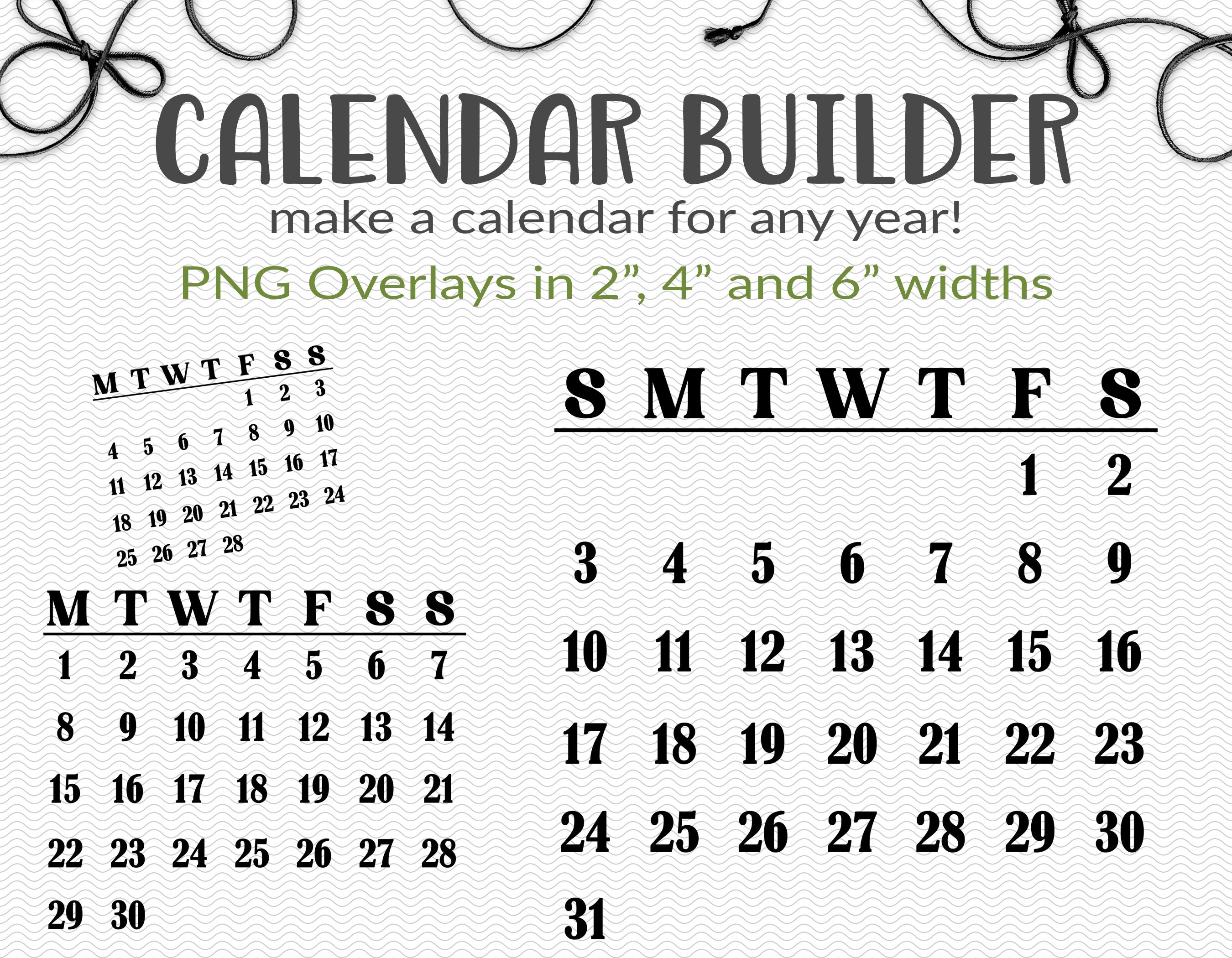 Calendar Builder Png Overlays Create Your Own Calendar Etsy