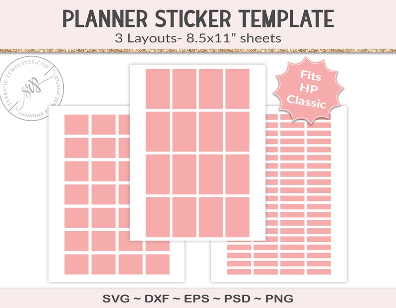 Planner sticker template, for Happy Planner Classic journal, sticker sheet template, collage sheet, digital commercial use HCT01 image 1