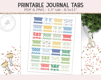 Printable tabs, fold-over tabs, PNG cut file collage sheet, planner journal tab, foldable tab dividers, organizer digital PNG, PDF (PR11)