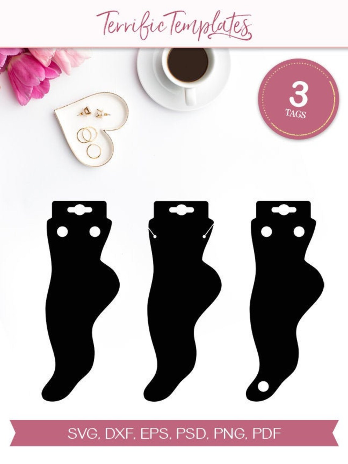 Anklet Display Card Template Foot Shape Hang Tag Packaging Etsy