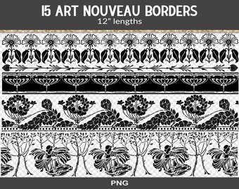 Vintage border edge overlays, junk journal ephemera elements, graphic design art nouveau ornate decoration, PNG (RY36)