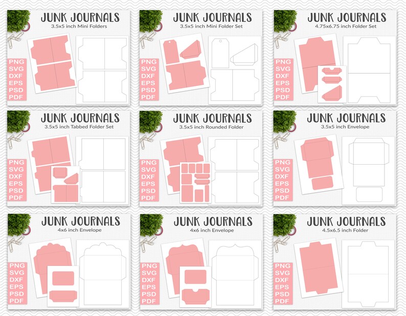 Junk Journal Template Bundle With 42 Template Sets Folio Etsy