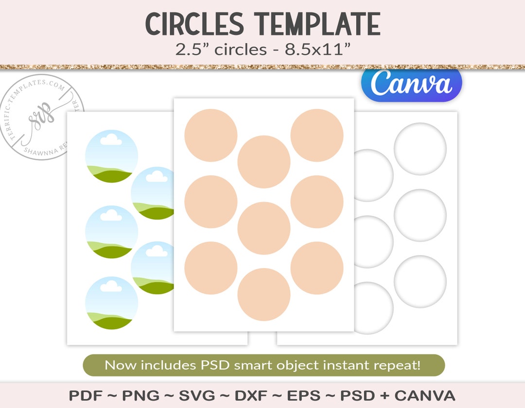 2.5 Circle Collage Template for Craft Designs - Etsy
