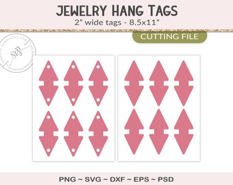 Necklace or bracelet display template, 2" jewelry hang tag packaging, fold over necklace holder, with cut file, PSD, PNG, SVG (JT06)