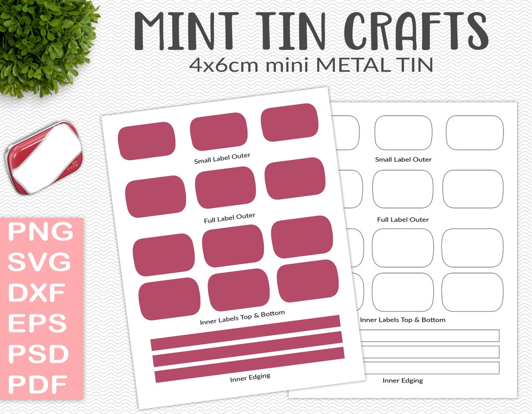 Metal Mini Tin Label Template Inner and Outer Labels Made to - Etsy