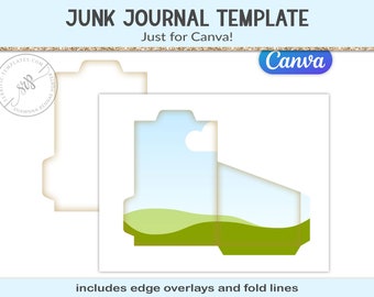 Small multi tabbed pocket, Canva junk journal template, 4x6" folder, folio insert, printable craft supply, scrapbooking (JJC26)