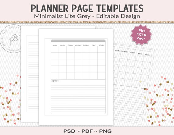 Editable Mini Calendar Notes Page Template, Binder Journal Pages, ECLP Replacement Pages for Planner Designers, PSD EC04 - Etsy