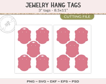 Dangle earring display template, 3" jewelry hang tag packaging, jewelry card packaging, silhouette or cricut cut file, PSD, PNG, SVG (JT12F)