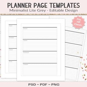 Editable weekly horizontal planner template for the Happy Planner Classic for planner designers, create your own designs, PSD (HP03)