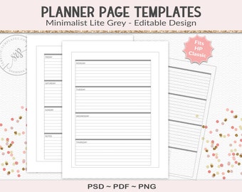 Editable weekly horizontal planner template for the Happy Planner Classic for planner designers, create your own designs, PSD (HP03)