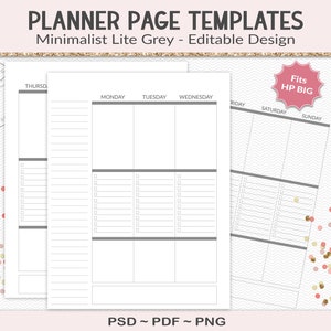 Editable weekly planner template, Happy Planner Big journal template for planner designers, create your own design, PSD (HB05)