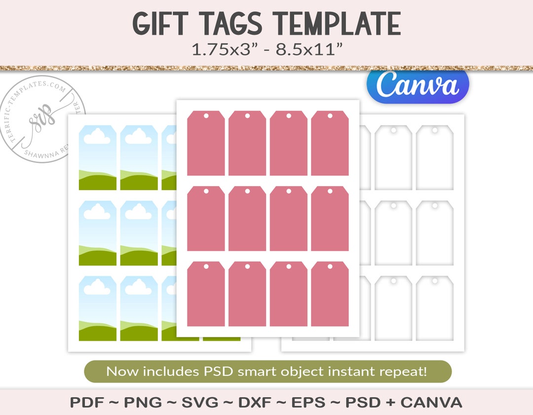 Gift Tag Template, Party Printable Craft Template, Present Tag, Luggage ...