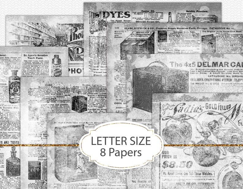 Grungy paper overlays digital junk journal backgrounds image 1