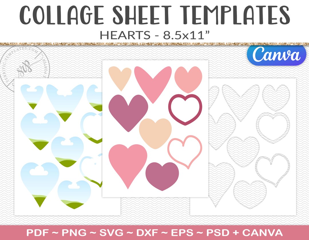 Mixed Heart Label Template Sticker Sheet Printable Craft - Etsy