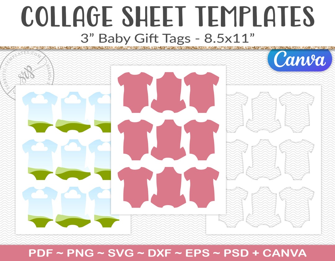 3 Baby Onsie Gift Tag Template Party Printable Craft - Etsy