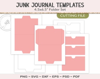 Small tab folder, junk journal template, 6.5" folder, SVG cutting file, office planner insert, printable craft supply, scrapbooking (JL09)