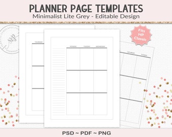 Editable weekly planner template for the Happy Planner Classic journal for planner designers, create your own design, PSD (HP01)