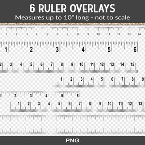 Ruler Overlays, Junk Journal Design Asset, Set of 6 Printable Ruler PNG ...