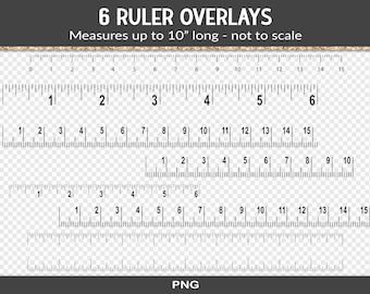 Ruler overlays, junk journal design asset, set of 6 printable ruler PNG graphics, scrapbooking, PNG only (RY29)