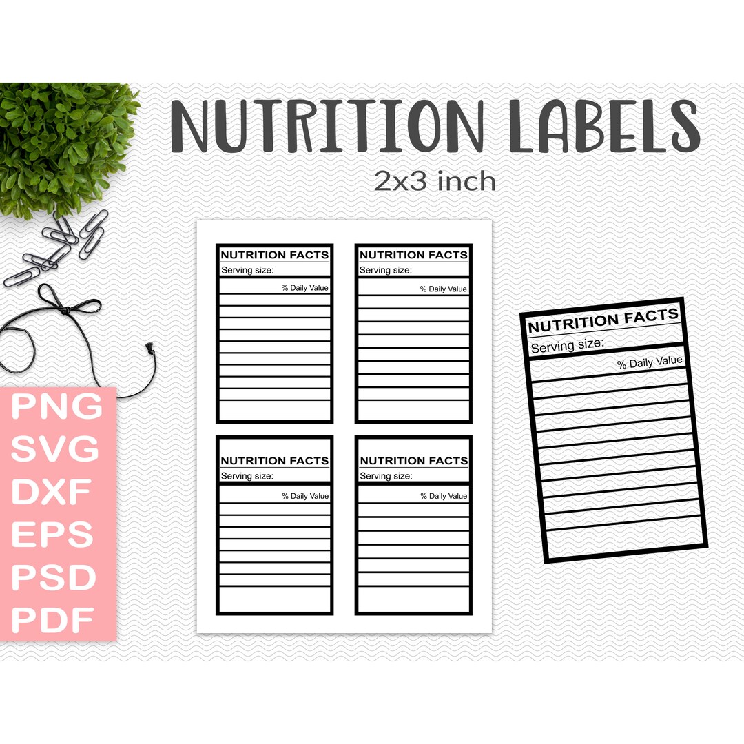 Blank Nutrition Labels Nutrition Facts Png Overlay Editable - Etsy
