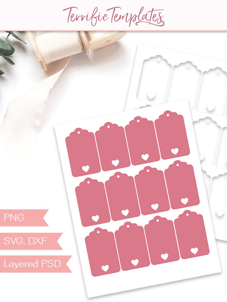 Heart gift tag template party printable 3 inch present tag | Etsy